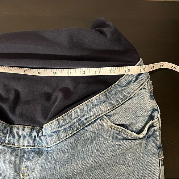 Tori Over Bump Mom Jeans Size 8 Maternity Blue Denim Straight Leg Cotton - Picture 9 of 12